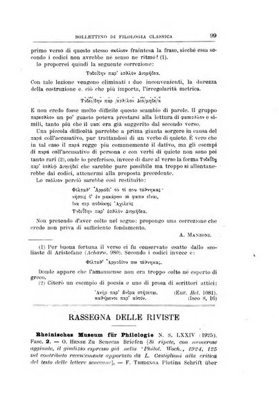 Bollettino di filologia classica