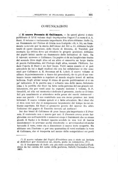 Bollettino di filologia classica