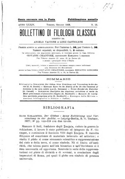 Bollettino di filologia classica