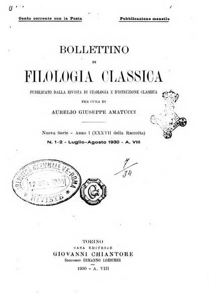 Bollettino di filologia classica