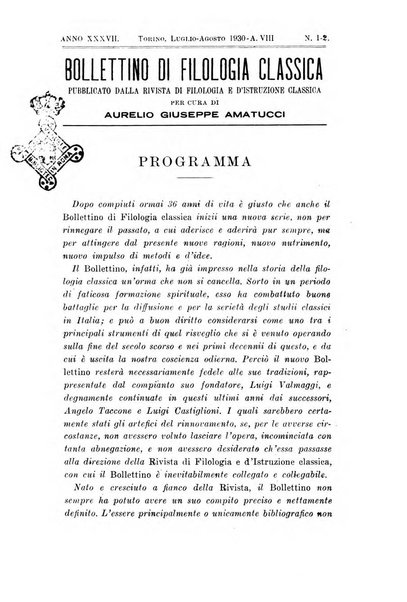 Bollettino di filologia classica