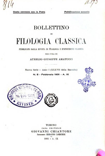 Bollettino di filologia classica