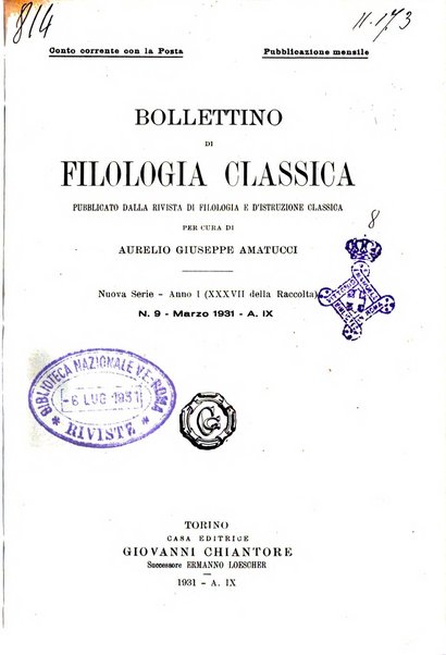 Bollettino di filologia classica