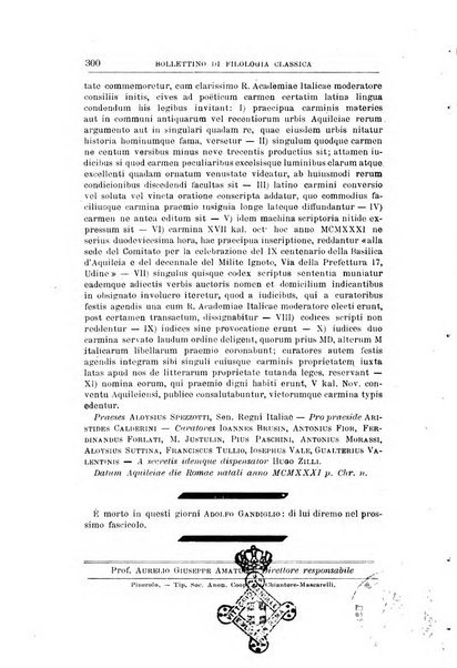 Bollettino di filologia classica