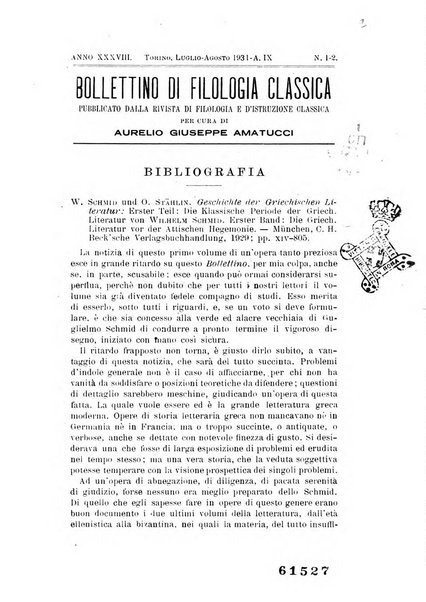 Bollettino di filologia classica