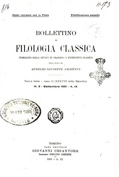 Bollettino di filologia classica