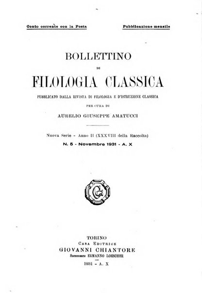 Bollettino di filologia classica