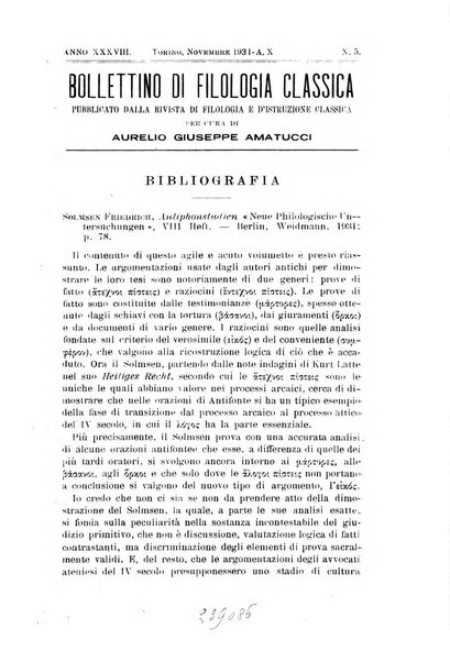 Bollettino di filologia classica