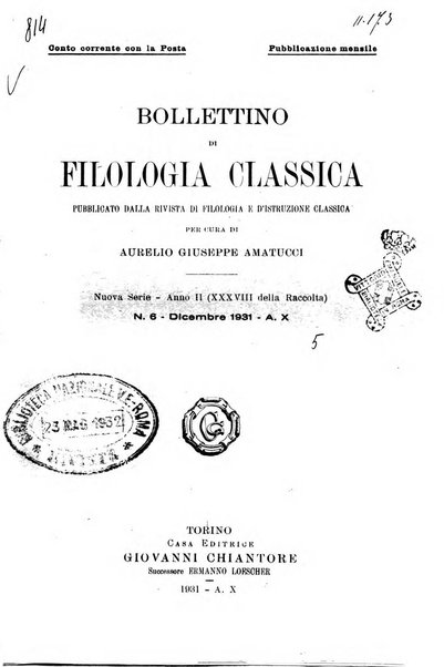 Bollettino di filologia classica