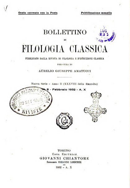 Bollettino di filologia classica