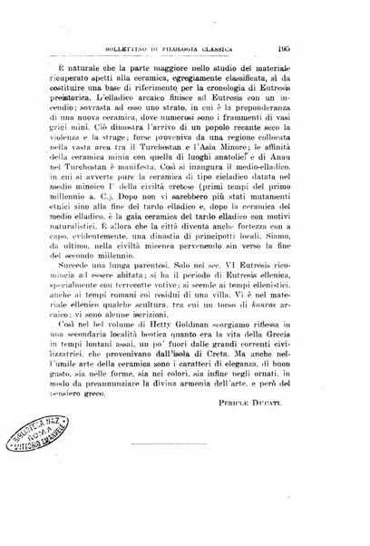 Bollettino di filologia classica