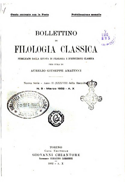 Bollettino di filologia classica