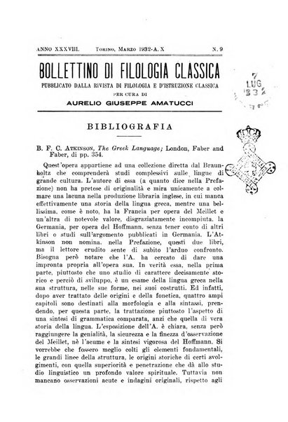 Bollettino di filologia classica