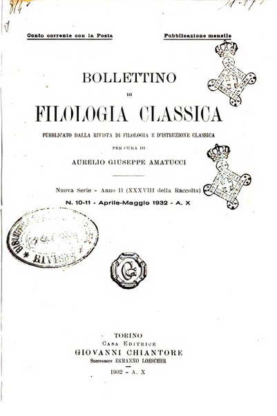 Bollettino di filologia classica