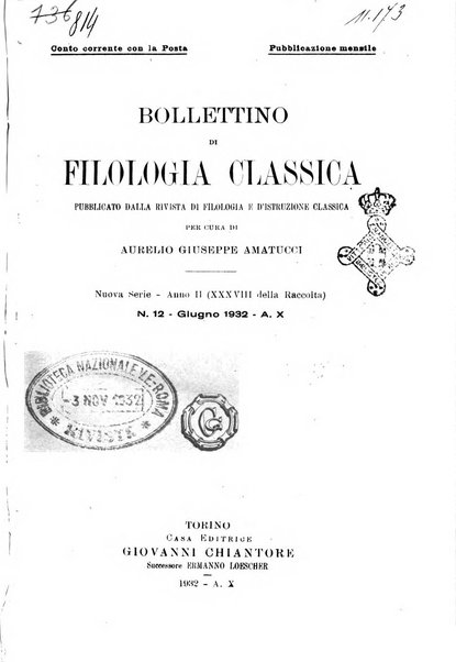 Bollettino di filologia classica