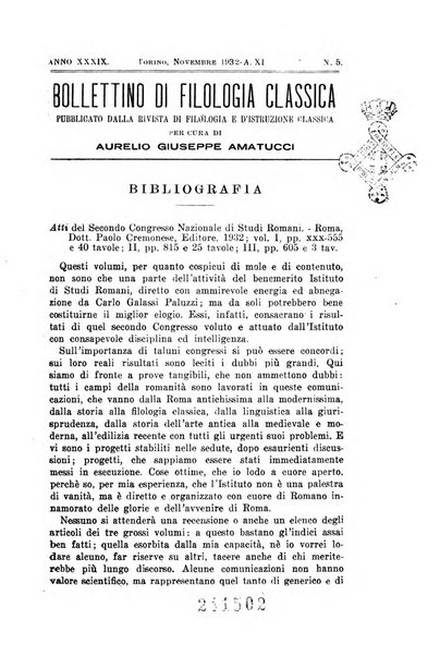 Bollettino di filologia classica