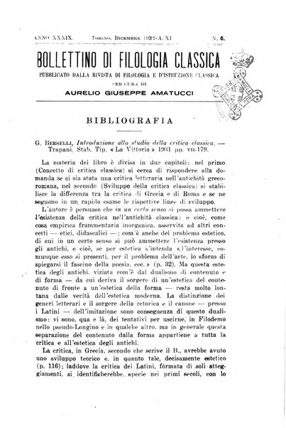 Bollettino di filologia classica