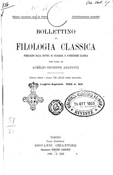 Bollettino di filologia classica