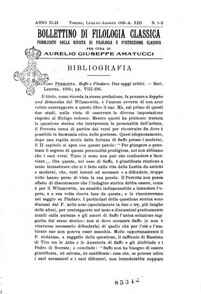 Bollettino di filologia classica