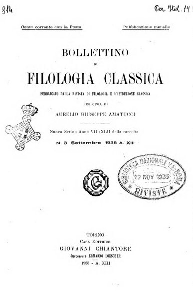 Bollettino di filologia classica