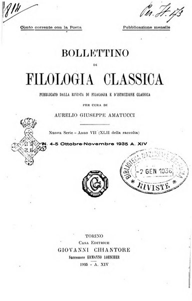 Bollettino di filologia classica