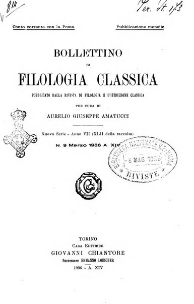 Bollettino di filologia classica