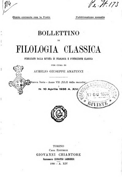 Bollettino di filologia classica