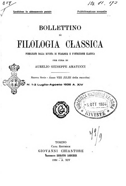 Bollettino di filologia classica