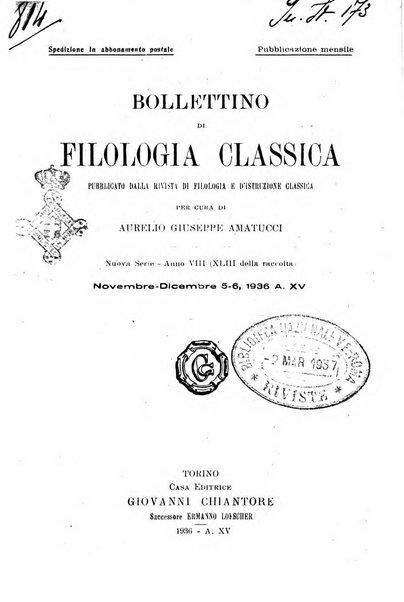 Bollettino di filologia classica