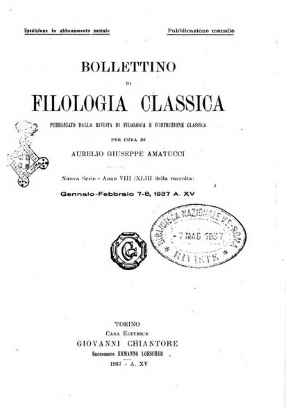 Bollettino di filologia classica