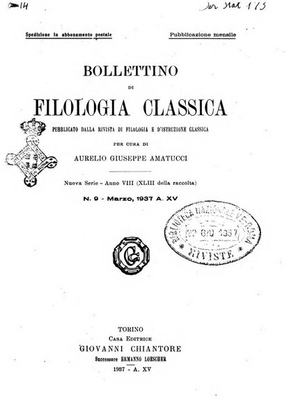 Bollettino di filologia classica