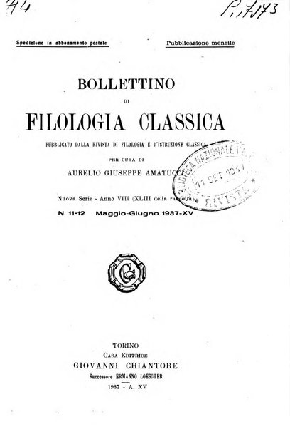 Bollettino di filologia classica