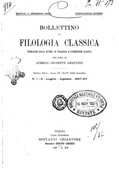 Bollettino di filologia classica