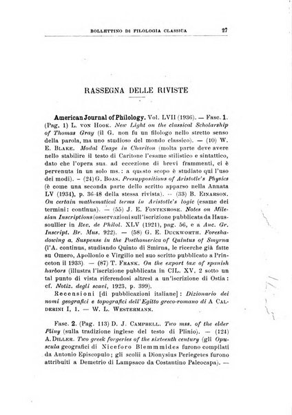 Bollettino di filologia classica