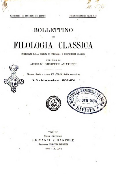 Bollettino di filologia classica