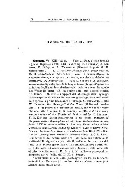 Bollettino di filologia classica