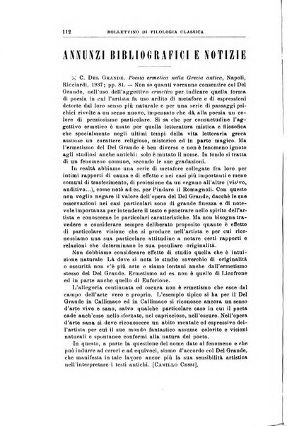 Bollettino di filologia classica