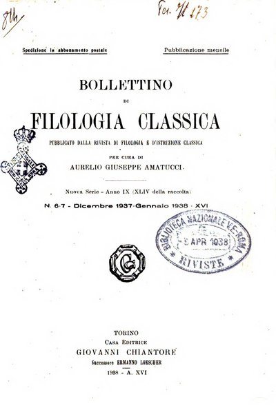 Bollettino di filologia classica