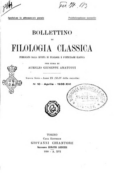 Bollettino di filologia classica