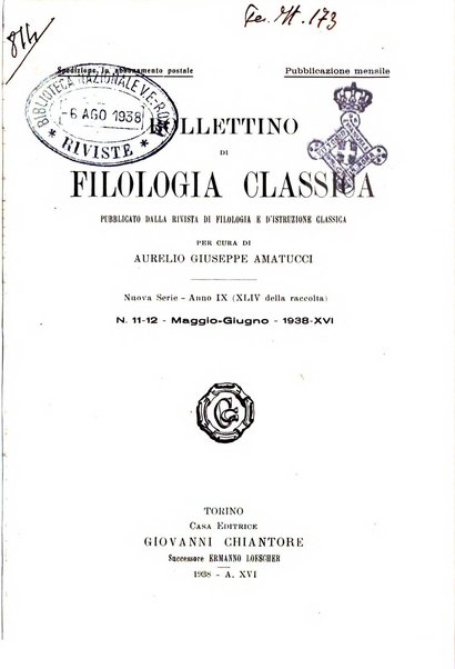 Bollettino di filologia classica