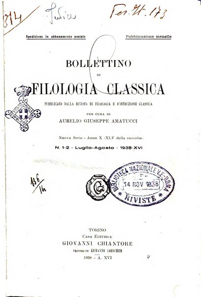 Bollettino di filologia classica