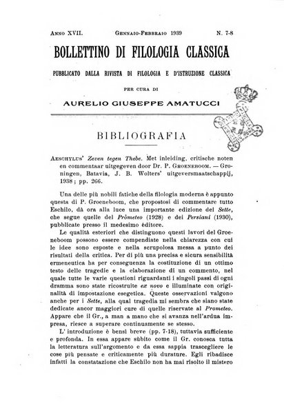 Bollettino di filologia classica