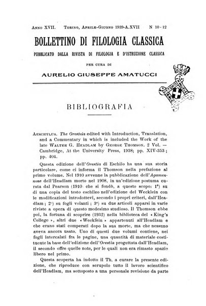 Bollettino di filologia classica