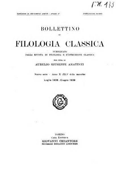 Bollettino di filologia classica