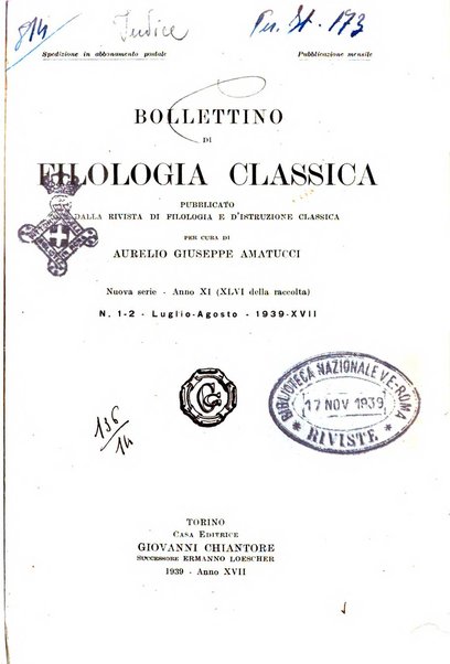 Bollettino di filologia classica