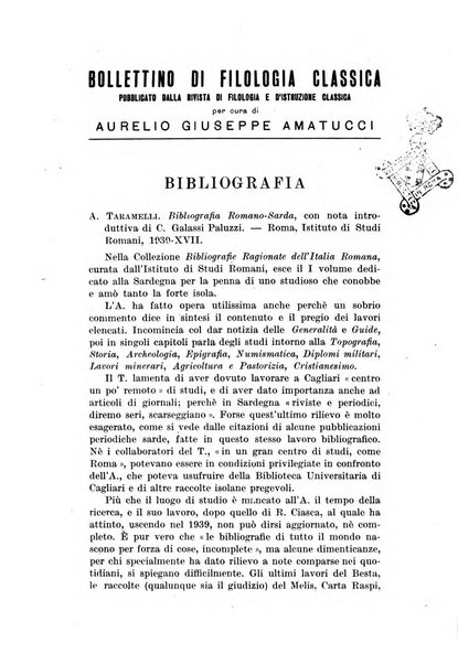 Bollettino di filologia classica