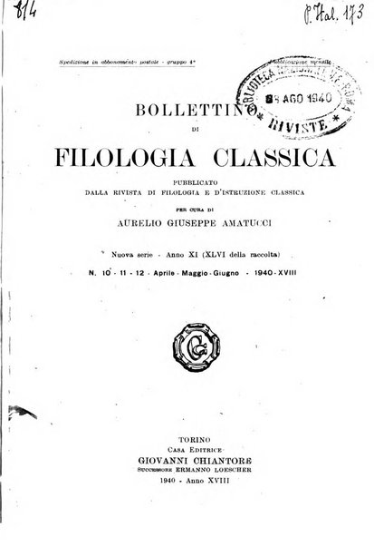 Bollettino di filologia classica