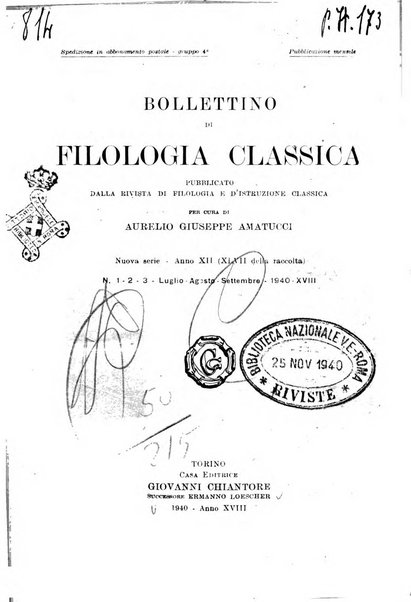 Bollettino di filologia classica