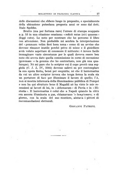 Bollettino di filologia classica