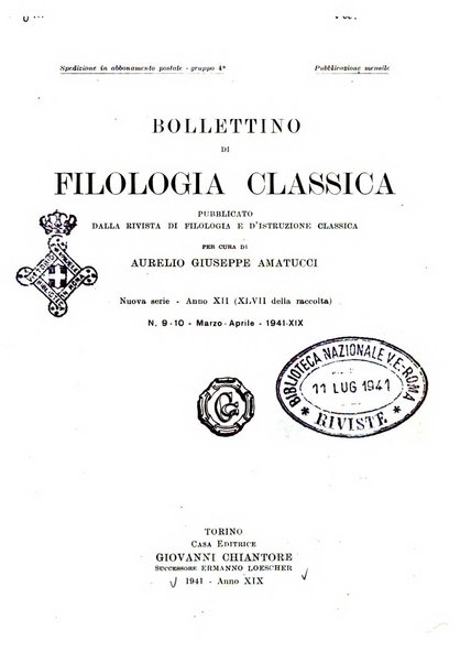 Bollettino di filologia classica